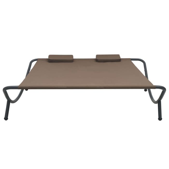 Chaise longue dextérieur - vidaxl - 200x173x45 cm - Tissu marron - Résistant aux intempéries - Structure en acier