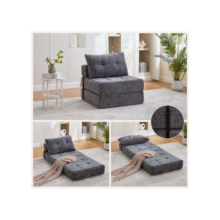 Canapé-lit pliable avec coussins matelas pliant avec dossier sofa portable et confortable idéal pour le salon et la chambre