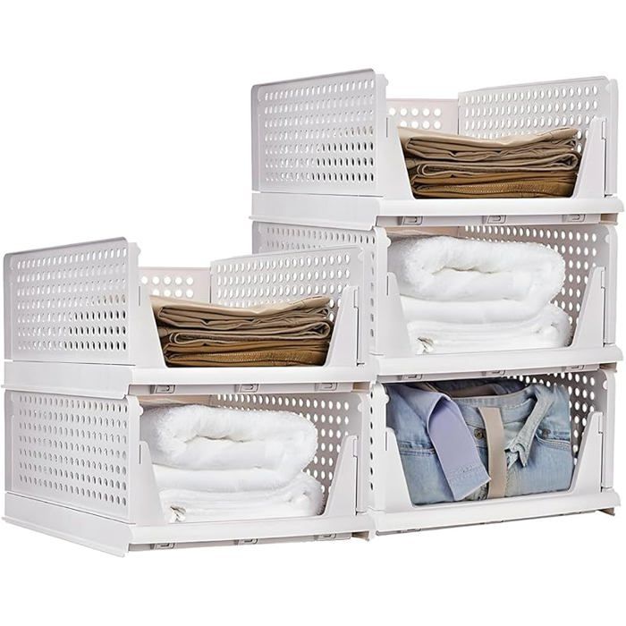 5pcs Pliable Boîte Organisateur Armoire Plastique Organisateur Armoire Vetement Rangement Dressing Gain De Place Rangement DRESSING