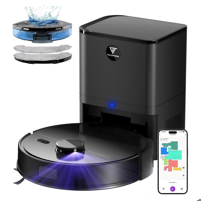 Aspirateur Robot Laveur- VULCANTERRE M30 Pro - 8000Pa -Station Auto-Vidage 4L - 200min Autonomie - Navigation LDS - APP / Alexa / IFTTT - Vulcanterre
