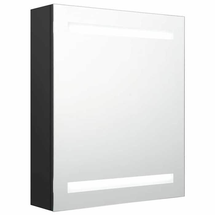 Noir Armoire murale de bain JILL Meuble WC à miroir LED noir 50x14x60 cm BB994