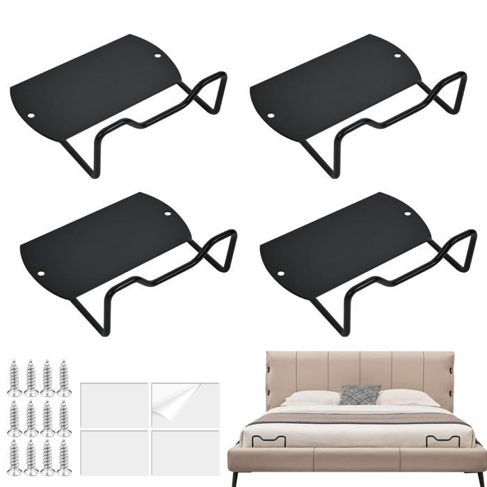 Support matelas antidérapant - 4 Lit massif sommier tapissier sans percer fixation - Noir Aucuneary