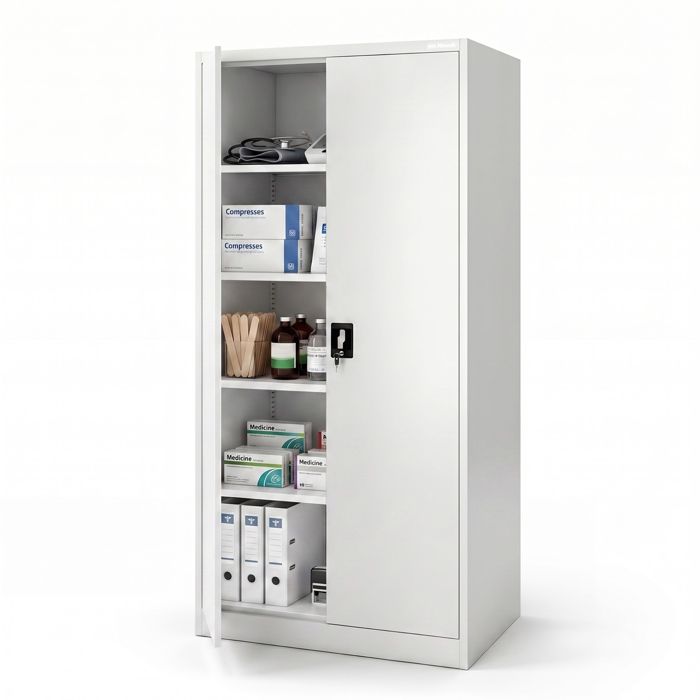 Armoire métallique de bureau ou datelier JAN D600 900 x 1850 x 600 mm blanche