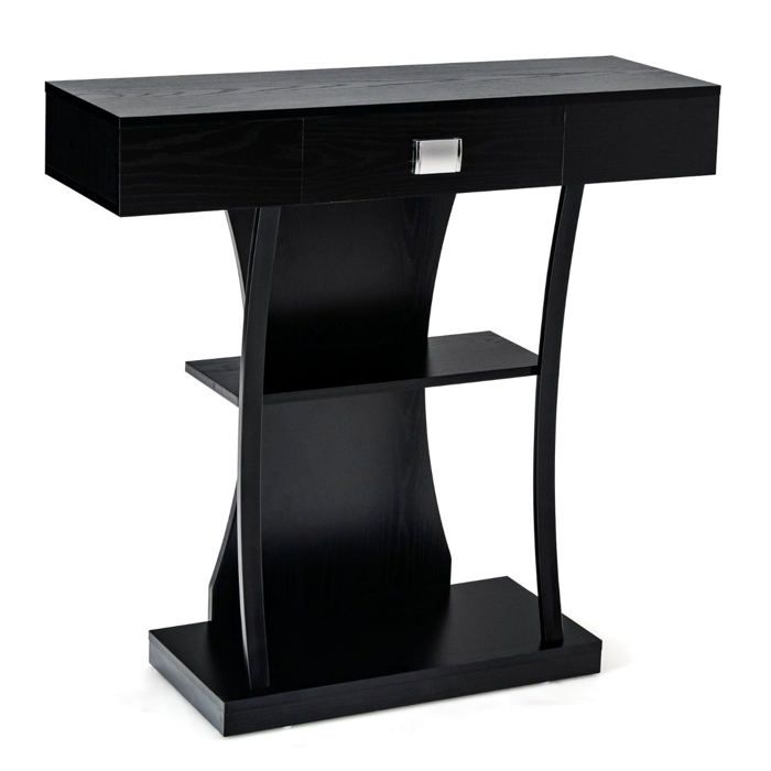 Table console étagère 91 x 30 x 88 cm espace de rangement moderne usage entrée Table console étagère 91 x 30 x 88 cm espace de rangement moderne usage entrée