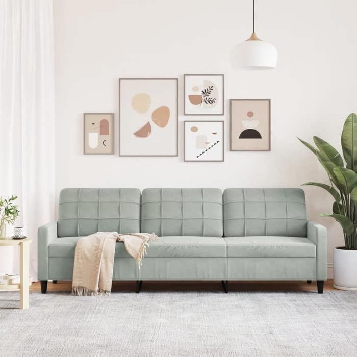 Gris SOFA - PHSH - Canapé avec 3 places - contemporain - Gris clair 210 cm Velours C2010