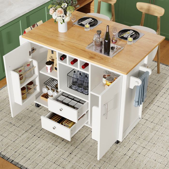 Îlot de cuisine-Armoire de cuisine -120 x 73 (45) x 92 cm-Chariot de cuisine et plan de travail pliable avec porte-serviettes blanc Îlot de cuisine-Armoire de cuisine -120 x 73 (45) x 92 cm-Chariot de cuisine et plan de travail pliable avec porte-serviettes blanc