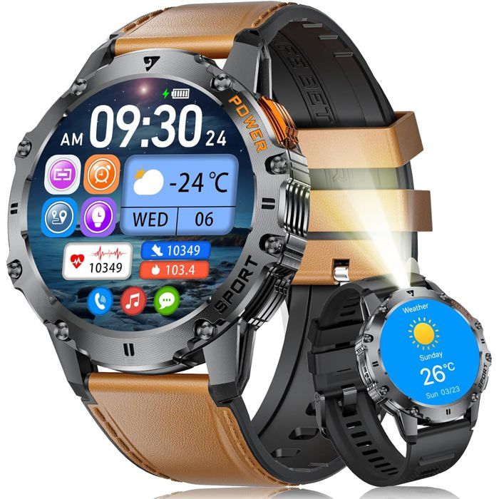 Montre Connectée Homme Avec Armbands Magnétisés143Amoled 500Mah Étanchéité Ip68 Waterproof Smart Watch110+ Modes SportifsApp