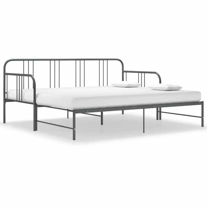 Lit 1 place 90x200cm - VIDAXL - Cadre de canapé-lit extensible sans matelas - gris métal L814
