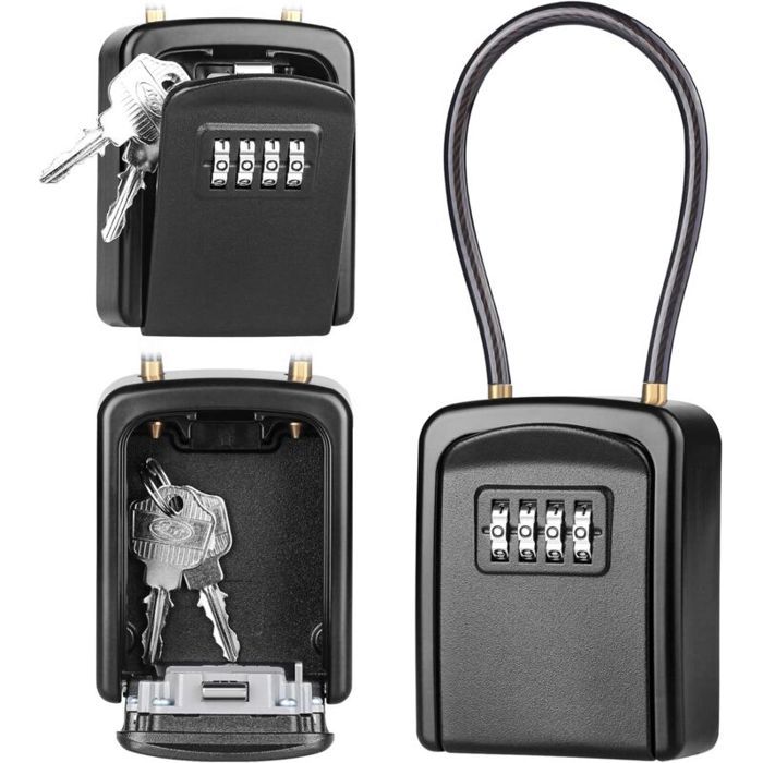 Coffre-fort à clés nouvelle version boîte à clés portable résistante aux intempéries pour lextérieur avec anse en câble...