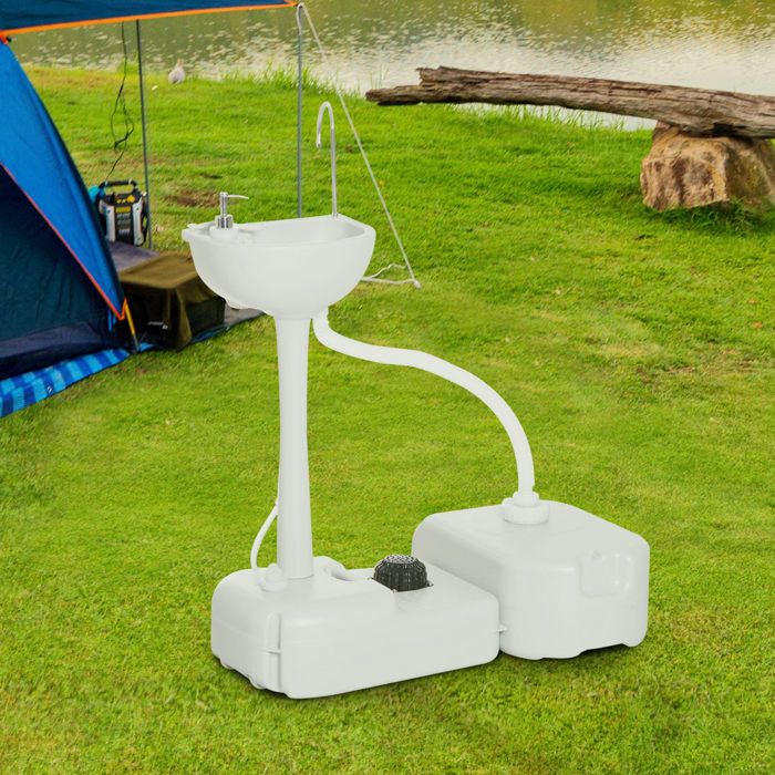 MOTHINESSTO52-Évier à Main Portable Station de Lavage Camping Jardin Extérieur Voyager avec Réservoir dEau 17L Pompe à Pied 83 x 50