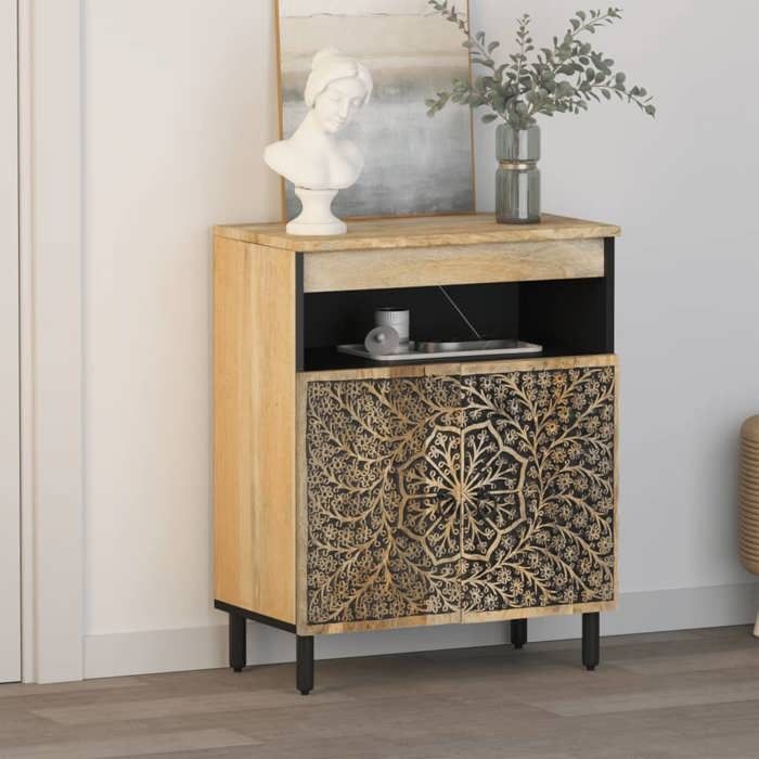 (10275)Moderne Cabinet latérale pour salon/bureau 60x33x75 cm bois massif de manguier poid:17.72 kg
