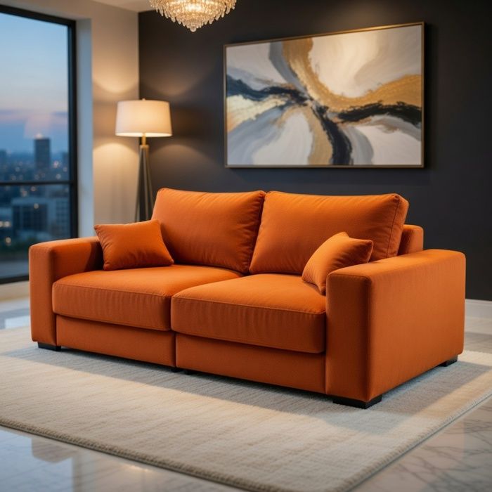 Canapé 2 places – Orange moderne mousse haute densité salon/chambre
