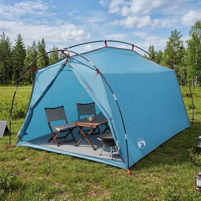 vidaXL Tente tunnel 2 personne Bleu Polyester 185T avec revêtement PU 42018569