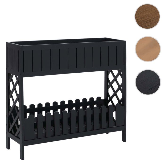Jardinière surélevée HWC-P83 bac à fleurs pour lextérieur dacacia noir Jardinière surélevée HWC-P83 bac à fleurs pour lextérieur dacacia noir