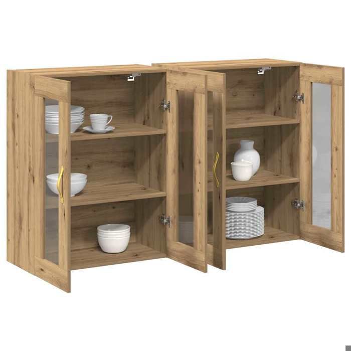 Cabinets muraux - 2pcs - Meuble de rangement - design simple - bois dingénierie - 4 portes - 69 5x34x90 cm pjh49w404359