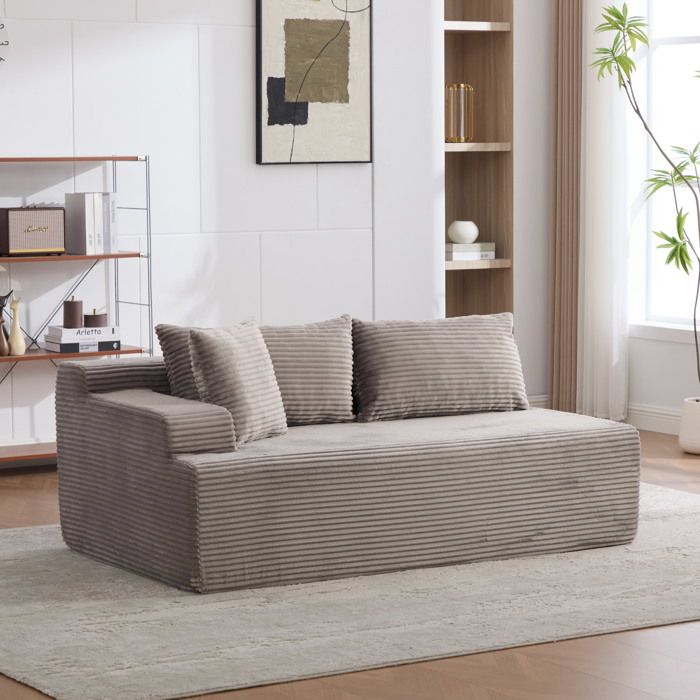 Canapé modulaire - Tissu chenille - Gris - Rembourrage mousse haute élasticité 30D - Fond antidérapant - Prêt à lemploi