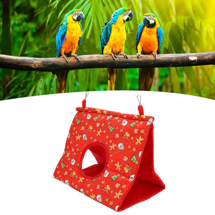 AUCUNE nid triangulaire pour perroquet Lit suspendu pour perroquets nid triangulaire épais et animalerie oiseau M Noël Rouge