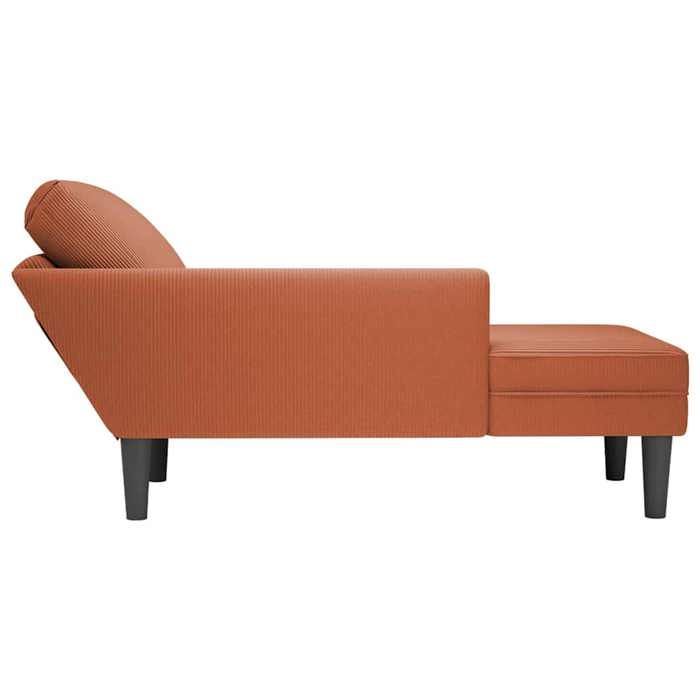 Chaise longue avec coussin rouge orange tissu en velours côtelé_2 ans garantie_57982