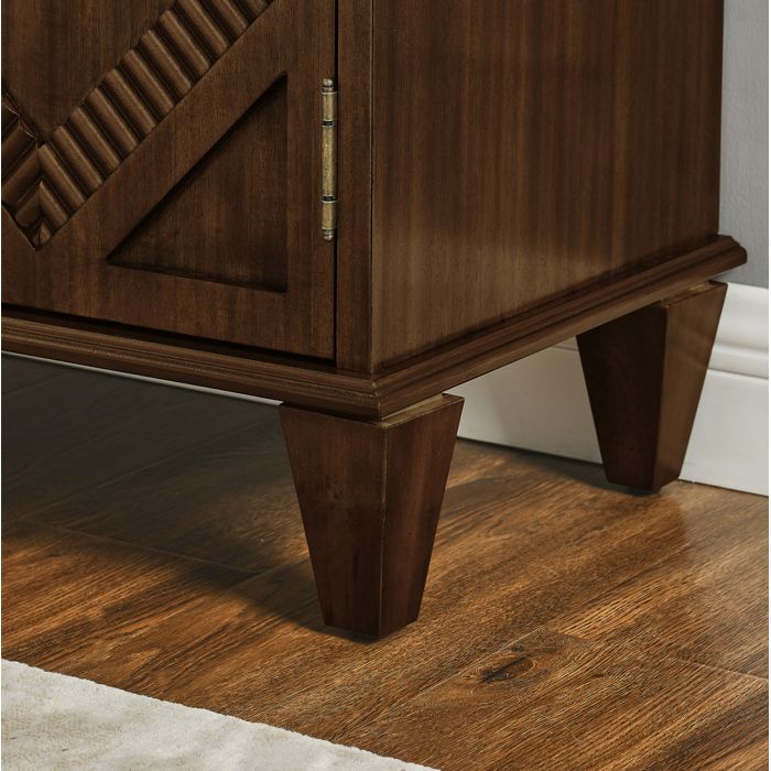 Buffet bas rétro 2 portes en bois et MDF couleur noyer 765 cm avec rangements et étagère réglable
