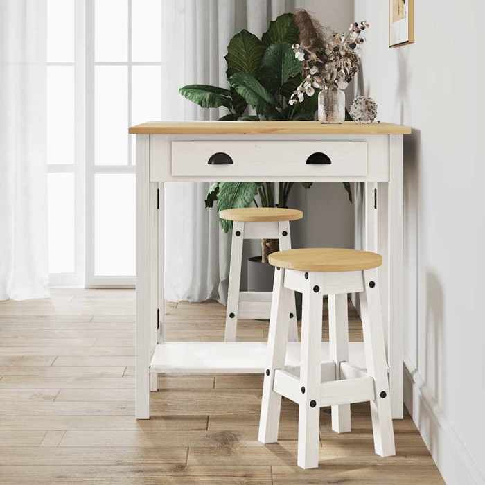 vidaXL Ensemble de bar 3 pcs - blanc bois de pin massif poids:27.8 kg 85