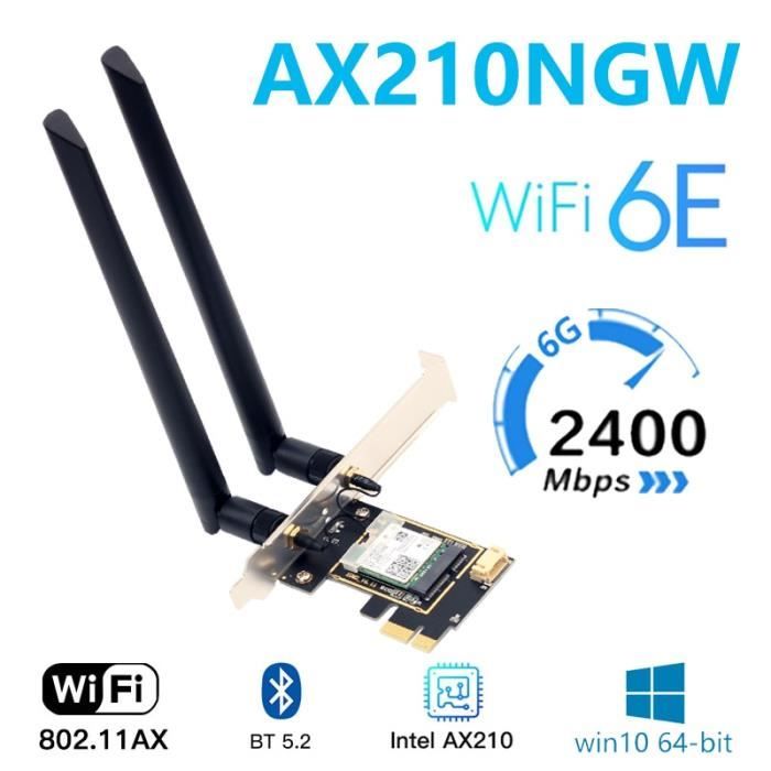 Carte WiFi 6E BT5.2 - Carte 6e Intel Ax 210, Wifi De Bureau Pour Window ...