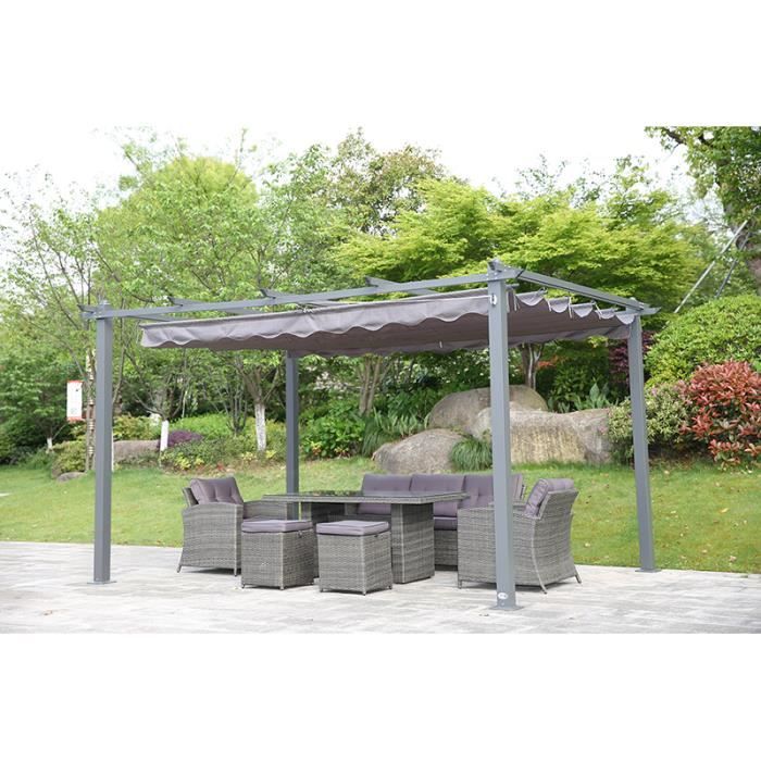 Pergola Aluminium ANGEL LIVING - Toit Retractable - 300x400x225cm - Gris