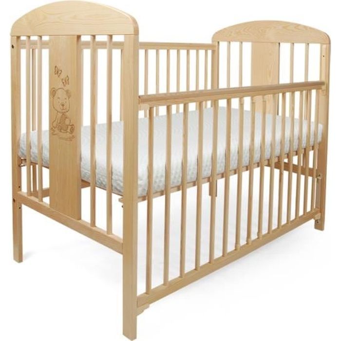 Lit Pour Bebe A Barreaux Tomi Ourson Barriere Coulissante Avec Matelas Pin Cdiscount Puericulture Eveil Bebe