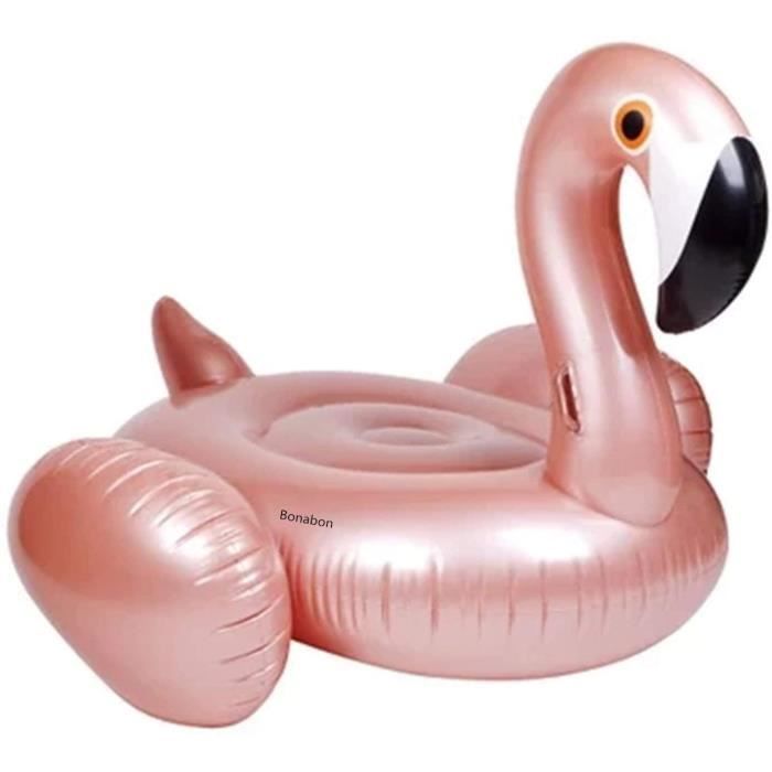 GOHHME – Bouée Flamant Rose Géante Avec Porte-boisson – Diamètre 103 Cm, Charge Max 122 Kg – Paillettes, PVC Durable – Piscine, Lac, Plage