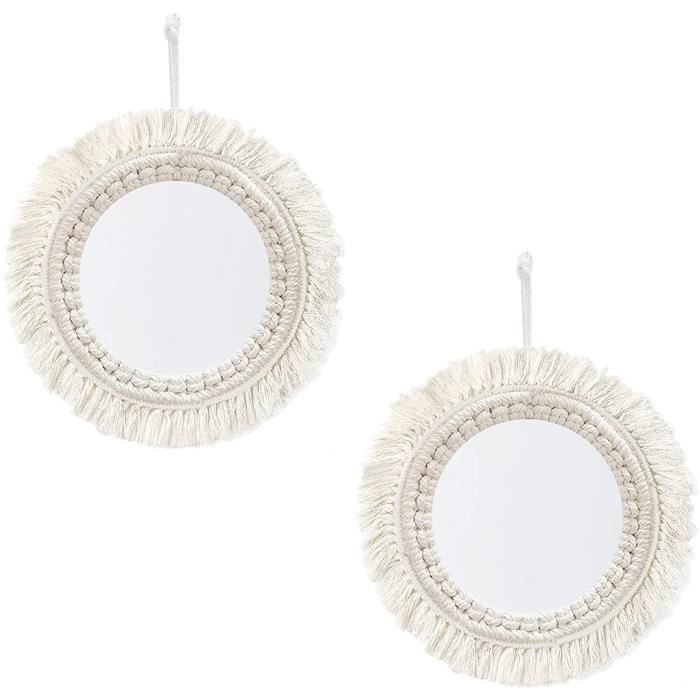 Miroir Mural Suspendu Avec Bord En Coton Petit Miroir Mural Decoratif Rond De Style Boheme Pour Salon Chambre Bebe Chambre Dec 1046 Cdiscount Maison