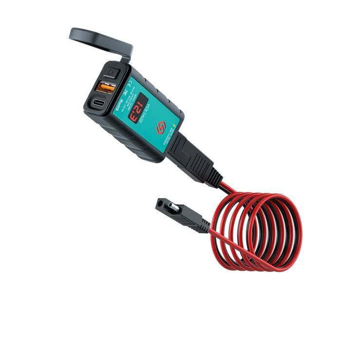 Chargeur USB Moto 12V 2A - Prise Allume-cigare, Noir, Installation Directe, Compatible Plupart Motos