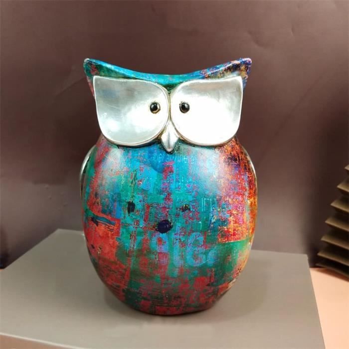 PIGPIGFLY Statue Hibou Sculpture Polyrésine - Décoration Maison Et Bureau Noir