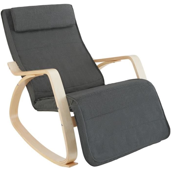 fauteuil à bascule lounge confortable - gris - classique - intemporel