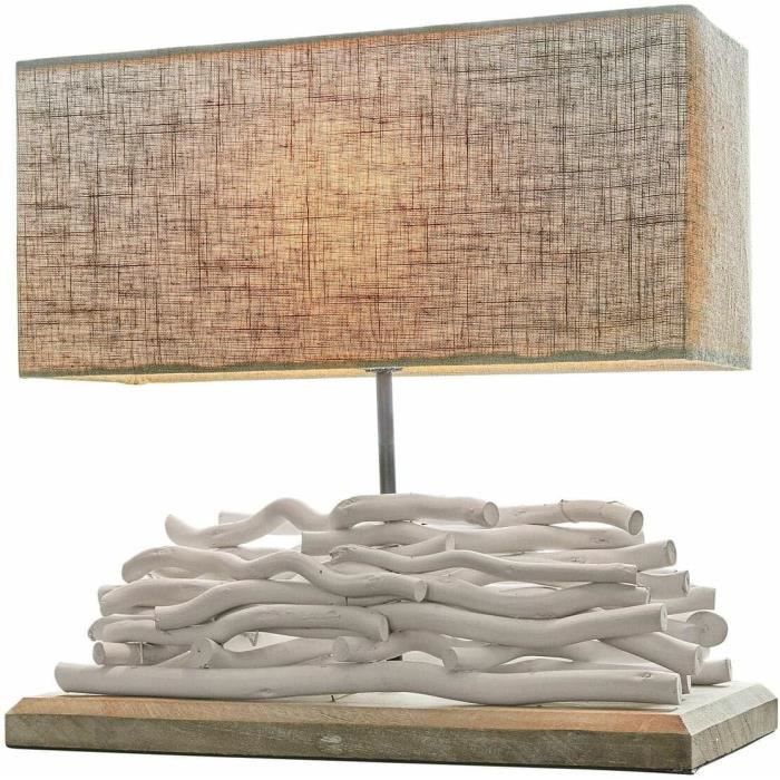® Lampe À Poser Caribou | Luminaire Au Style Maritime En Bois Flotté ...