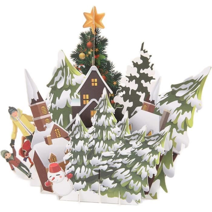 Cartes De Noël 3D, Carte De Noël Pop-Up, Enveloppe Incluse, Carte