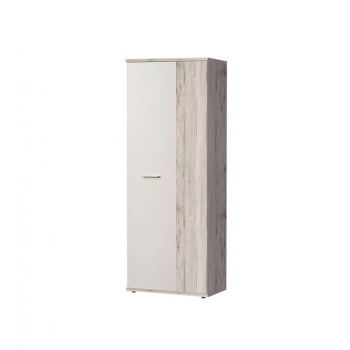 Meuble à chaussure 2 portes blanc décor bois vieilli - CLASS Meubletmoi