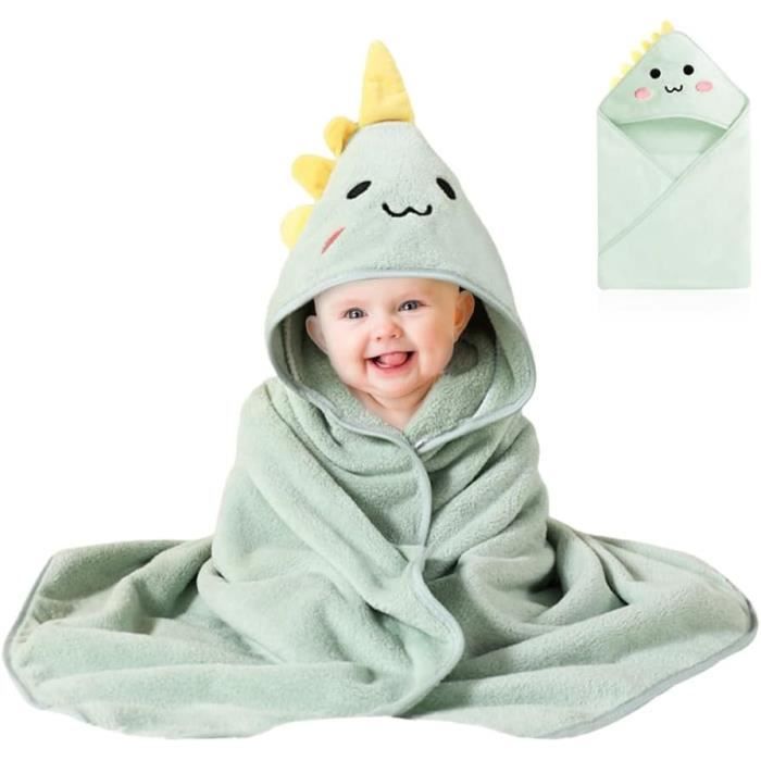 Cape De Bain Bébé Avec Capuche - 75x75 Cm, En Coton Mousseline Et Tissu éponge, Menthe