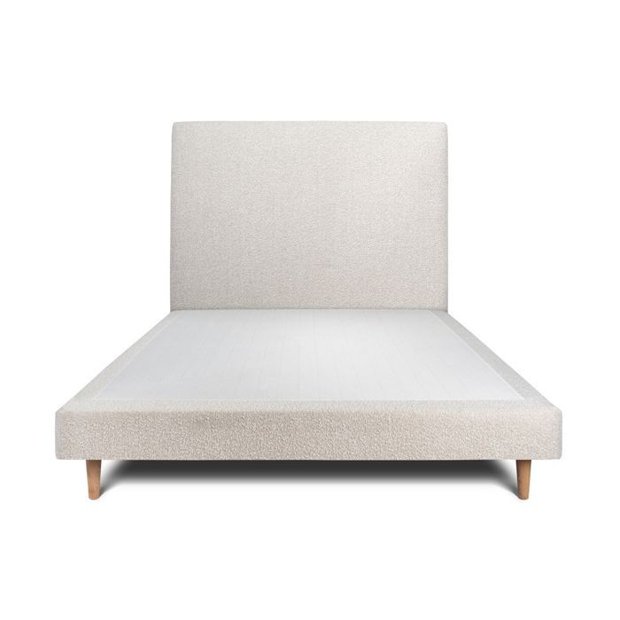 Lit 140x200cm - SOMMEIL DE PLOMB - Tête de lit tapissier - Sommier tapissier - Hauteur totale 29cm - Beige clair