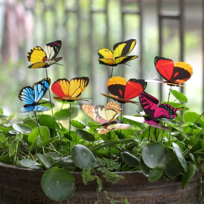25pcs piquets de papillon jardin extérieur jardin pot de fleur lit décor de jardin papillon bfy4246