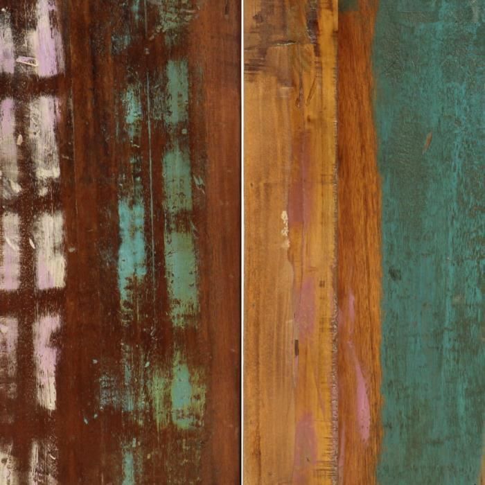 Table de salle à manger en bois de récupération massif - Multicolore - MOO - 140x70x75cm