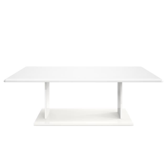 vladon table de salon table basse mono en blanc avec plateau de dessus en blanc haute brillance.