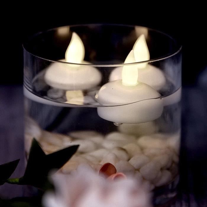 Lot de 12 bougies LED flottantes étanches sans flamme pour piscine,  baignoire, étang, fête, mariage, sapin de Noël, Halloween [577] - Cdiscount  Maison