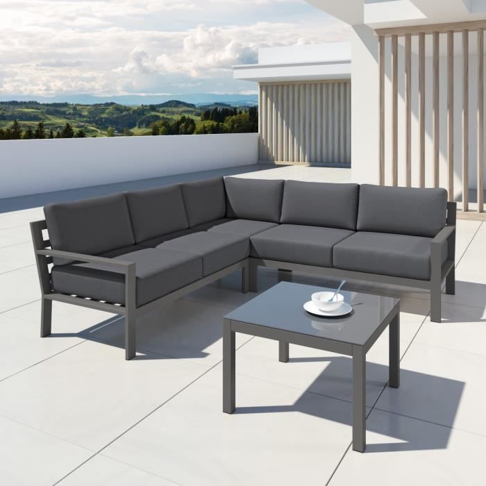 Mio Ensemble Salon De Jardin Design Aluminium Gris Interieur