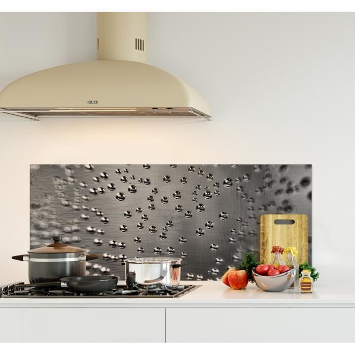 Crédence de cuisine adhésive en Verre de synthèse Bulles d'air dans l'eau  fond gris L. 120 x H. 50 cm - Cdiscount Bricolage