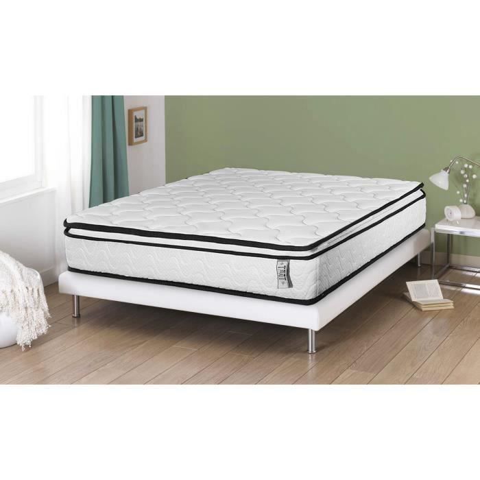 Matelas Empereur 140x190 22 cm dépaisseur Mémoire de forme Surmatelas intégré Mousse HR Confort Mi-ferme