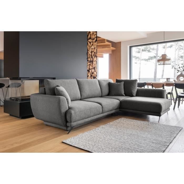 Canapé d'angle convertible LARSON en tissu Luxe, places