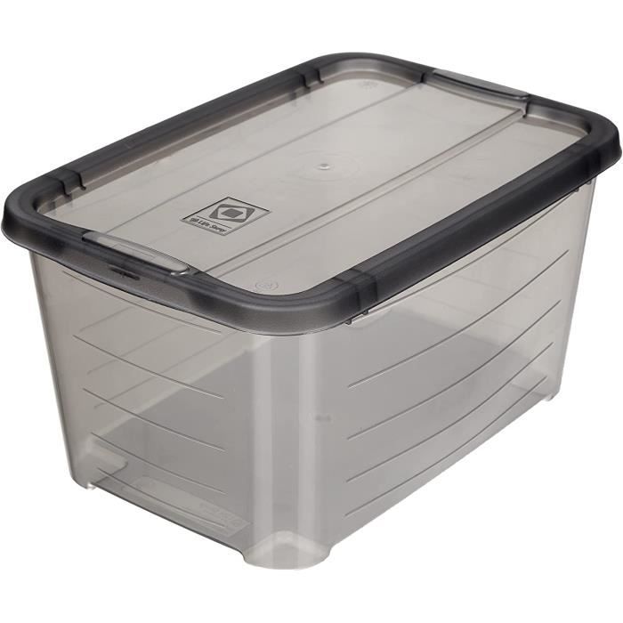 SP Berner - Caisse Plastique avec Couvercle  Boîte de Rangement Plastique  Noir Transparent - Capacité 5 litres [110] - Cdiscount Maison