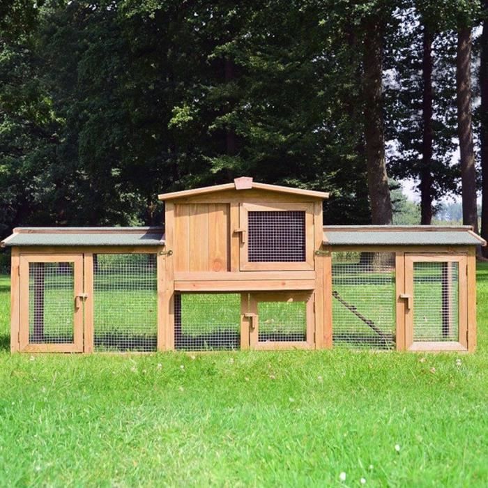 Abris cages pour petits animaux grande cage clapier extérieur en bois pour lapins modèle 012 Sheriff 2,20 x 0,55 m