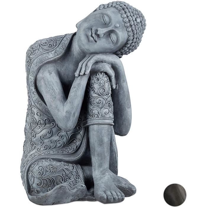 Statue De Bouddha Dorée Pour Jardin Extérieur - Résistante Au Gel - 70 Cm - Relaxdays