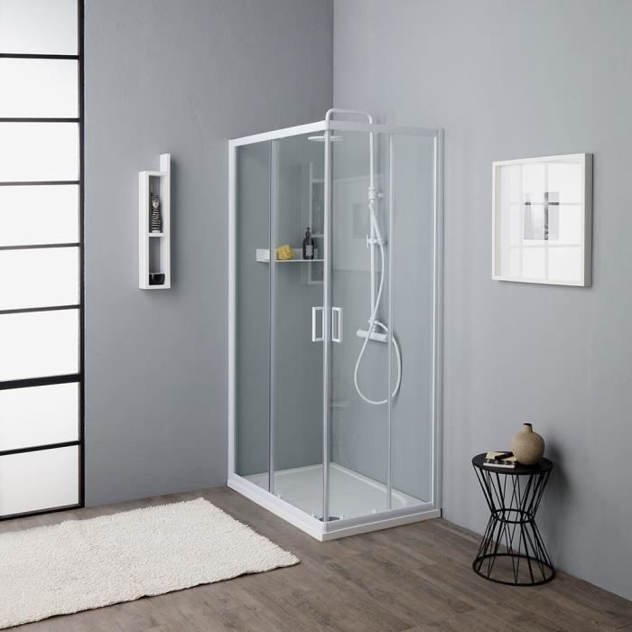 CABINE DE DOUCHE AVEC CHASSIS BLANC 70X90 CM | VENERE