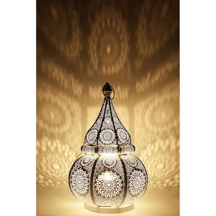 Paire De Lampes De Chevet Orientales - Métal Noir, Culot E27, 48 Cm (occasion)